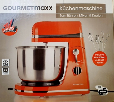 GOURMETmaxx Küchenmaschine 250W rot Rühren, Mixen & Kneten
